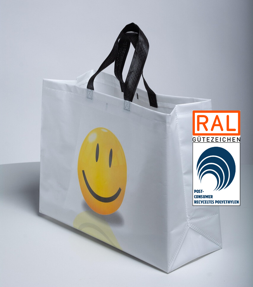 Tragetasche mit Smilie aus Post Consumer Recyceltem Polyethylen